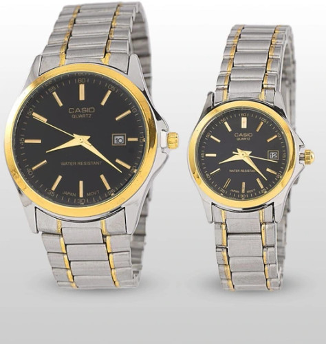 ست ساعت زنانه و مردانه Casio Set CLASSIC #ست #فلزی موتور شرکتی دارای روزشمار بند استیل رنگ